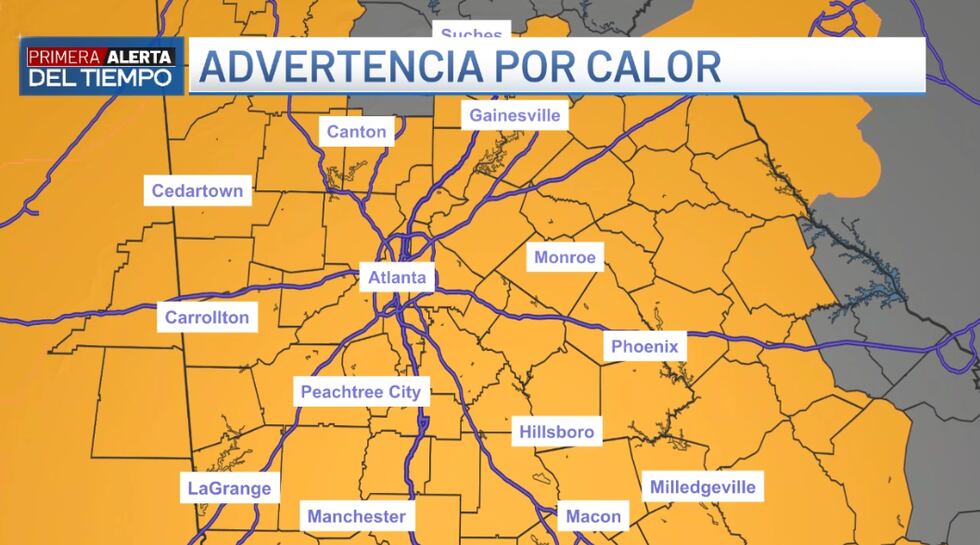 Advertencia de calor hasta el domingo en Atlanta.