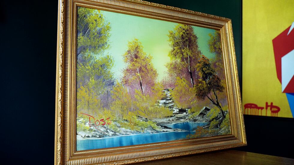 El cuadro "A Walk in the Woods", la primera obra de Bob Ross pintada durante su icónico...